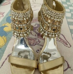 Gianni Bini Gold Embellished Sandals